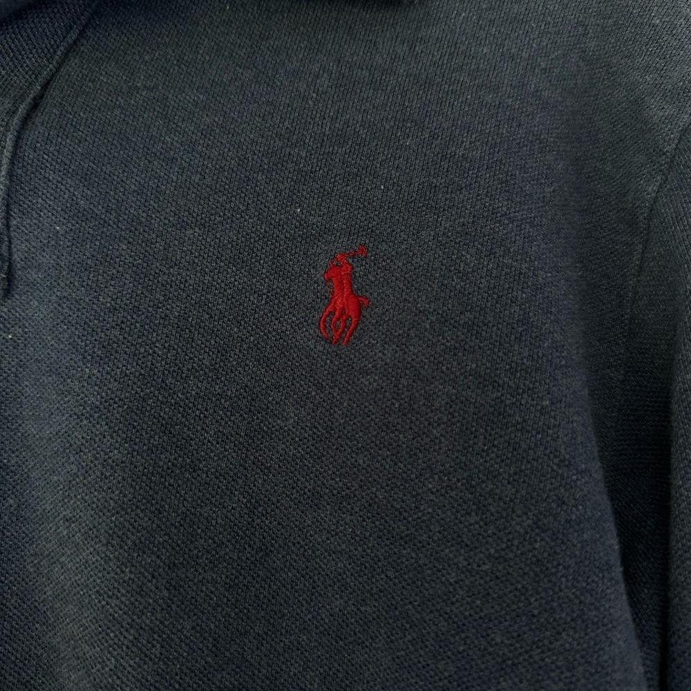 Boys Dark Blue Long-Sleeved Polo Shirt - Picture 4 of 6